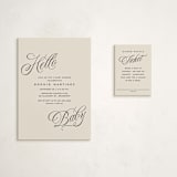 "Hello there" - Baby Shower Mini Insert Cards in Parchment by Lea Delaveris - With Invitation