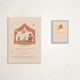 "Little Circus" - Baby Shower Mini Insert Cards in Mustard by Rina Ozum - With Invitation