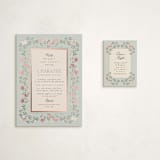 "Parisian Roses" - Baby Shower Mini Insert Cards in Antique Sky by Ana de Sousa - With Invitation