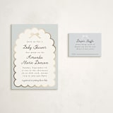 "Scallop & Little Bow" - Baby Shower Mini Insert Cards in Sky by Maria Alou - With Invitation