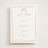 "ribbon bow drawing" - Fill-in Invitations in Dusty Pink by Cass Loh - Front