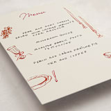 "tablescape drawing" - Fill-in Menus in Wine by Cass Loh - Detail