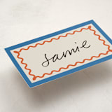 "Party Squiggle" - Fill-in Place Cards in Papaya by Blustery August - Detail