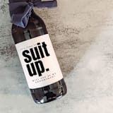 "Set of 6 Groomsman Beer Bottle Labels | Suit Up" - Bottle Labels in white by The Pretty Little Mess