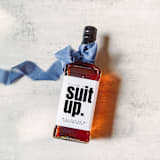 "Groomsman Liquor Bottle Label | Suit Up" - Bottle Labels in white by The Pretty Little Mess