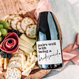 "Bridesmaid Gift Wine Label | Pairs well with being a Bridesmaid" - Bottle Labels in white by The Pretty Little Mess