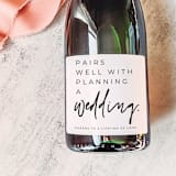 "Engagement Gift Champagne Label | Pairs well with Wedding Planning" - Bottle Labels in white by The Pretty Little Mess