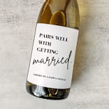 "Engagement Gift | Pairs Well with Getting Married" - Bottle Labels in white by The Pretty Little Mess