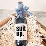 "Set of 6 Best Man Beer Bottle Labels | Suit Up" - Bottle Labels in white by The Pretty Little Mess