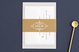 "Ornate Monogram" - Belly Bands in Faux Gold by Kristen Smith - Front
