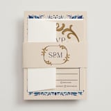 "Gilded" - Belly Bands in Cerulean by GeekInk Design - Assembled with Invitation