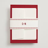 "Double Happiness Seal" - Belly Bands in Carmine by Lori James - Front