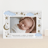 "Nighttime" - Letterpress Birth Announcements in Cloud by Alethea and Ruth - Front