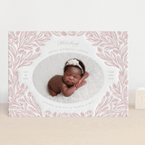 "Floral Border" - Letterpress Birth Announcements in Peach by Brandy Folse - Front