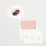 "Floral Border" - Letterpress Birth Announcements in Peach by Brandy Folse - Assembled
