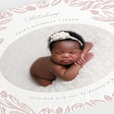 "Floral Border" - Letterpress Birth Announcements in Peach by Brandy Folse - Detail