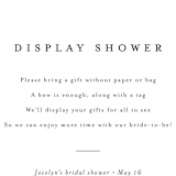 "Classic Display Shower" - Bridal Shower Insert Cards in Snow by Minted - Close up