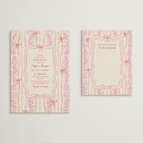 "Cottage Ribbons" - Bridal Shower Insert Cards in Strawberry by Elly - With Invitation