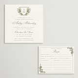 "watercolor flowers crest" - Bridal Shower Insert Cards in Moss by Cass Loh - With Invitation