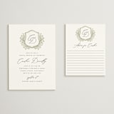 "Traditional Monogram" - Bridal Shower Insert Cards in Olive by Erin Deegan - With Invitation
