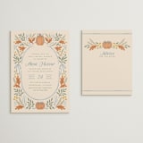 "Pumpkins + Bows" - Bridal Shower Insert Cards in Cornflower by Laura Hankins - With Invitation