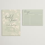"Vintage Florals" - Bridal Shower Insert Cards in Celadon by Morgan Kendall - With Invitation