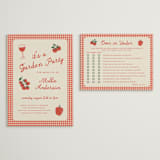 "Gingham Garden" - Bridal Shower Insert Cards in Tomato by Kelly Watkins - With Invitation