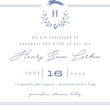 "Classic Baby Monogram" - Birth Announcements in Cobalt Blue by Susan Brown - Detail