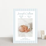 "Sweet Stripes" - Birth Announcements in Baby Blue by Alston Foster - Front