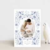 "Daisy Toile" - Birth Announcements in Bluebird by Susan Zinader - Front