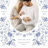 "Daisy Toile" - Birth Announcements in Bluebird by Susan Zinader - Detail