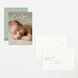 "Signature" - Birth Announcements in Sage by Ashley Rosenbaum - Assembled