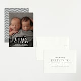 "Double Take" - Birth Announcements in Baby Powder by Hooray Creative - Assembled