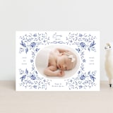 "Daisy Toile" - Birth Announcements in Bluebird by Susan Zinader - Front