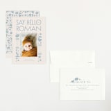 "Quirky Hello" - Birth Announcements in Powder Blue by Alethea and Ruth - Assembled