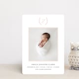 "Monogram Laurel" - Birth Announcements in Peony by Vanessa Doyle - Front