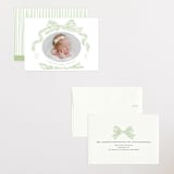"Ribbon Bow Frame" - Birth Announcements in Mint by Stephanie Hawkes - Assembled