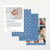 "Snuggles" - Birth Announcements in Dusty Blue by Megan Cash - Back of Card Options