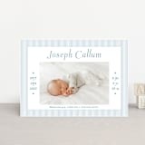 "Sweet Stripes" - Birth Announcements in Baby Blue by Alston Foster - Front