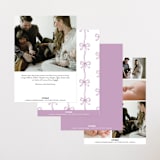 "Bow Frame" - Birth Announcements in Lavander by Cass Loh - Back of Card Options
