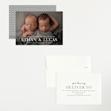 "Double Take" - Birth Announcements in Baby Powder by Hooray Creative - Assembled