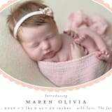 "Scallop Oval" - Birth Announcements in Peach by Emily Betts - Detail