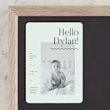 "Wavy Hello" - Birth Announcements in Moss by Pixel and Hank - Front