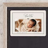 "Elegant Bow Holiday" - Birth Announcements in Charcoal by Chelsea Petaja - Front