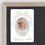 "Ribbon Bow Frame" - Birth Announcements in Mint by Stephanie Hawkes - Front