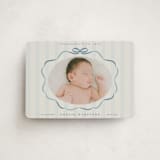 "bows and stripes" - Birth Announcements in Lagoon by Lori Wemple - Front