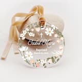 "Personalized Acrylic Floral Strawberry Baby Baptism First Holy Communion Christening or Dedication Keepsake, Set of 1" - Baby Milestone Signs in multicolor by Iveta Abolina