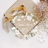 "Personalized Acrylic Floral Strawberry Baby Baptism First Holy Communion Christening or Dedication Keepsake, Set of 1" - Baby Milestone Signs in multicolor by Iveta Abolina