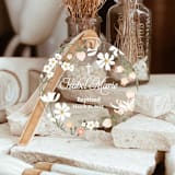 "Personalized Acrylic Floral Strawberry Baby Baptism First Holy Communion Christening or Dedication Keepsake, Set of 1" - Baby Milestone Signs in multicolor by Iveta Abolina