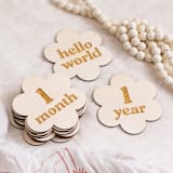 "Flower Baby Milestone Signs" - Baby Milestone Signs in beige by The Print Pantry Team